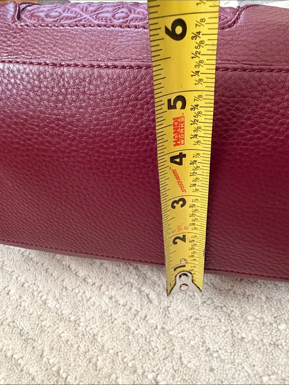 TORY BURCH, Wine Maroon Satchel Purse - Picture 5 of 11